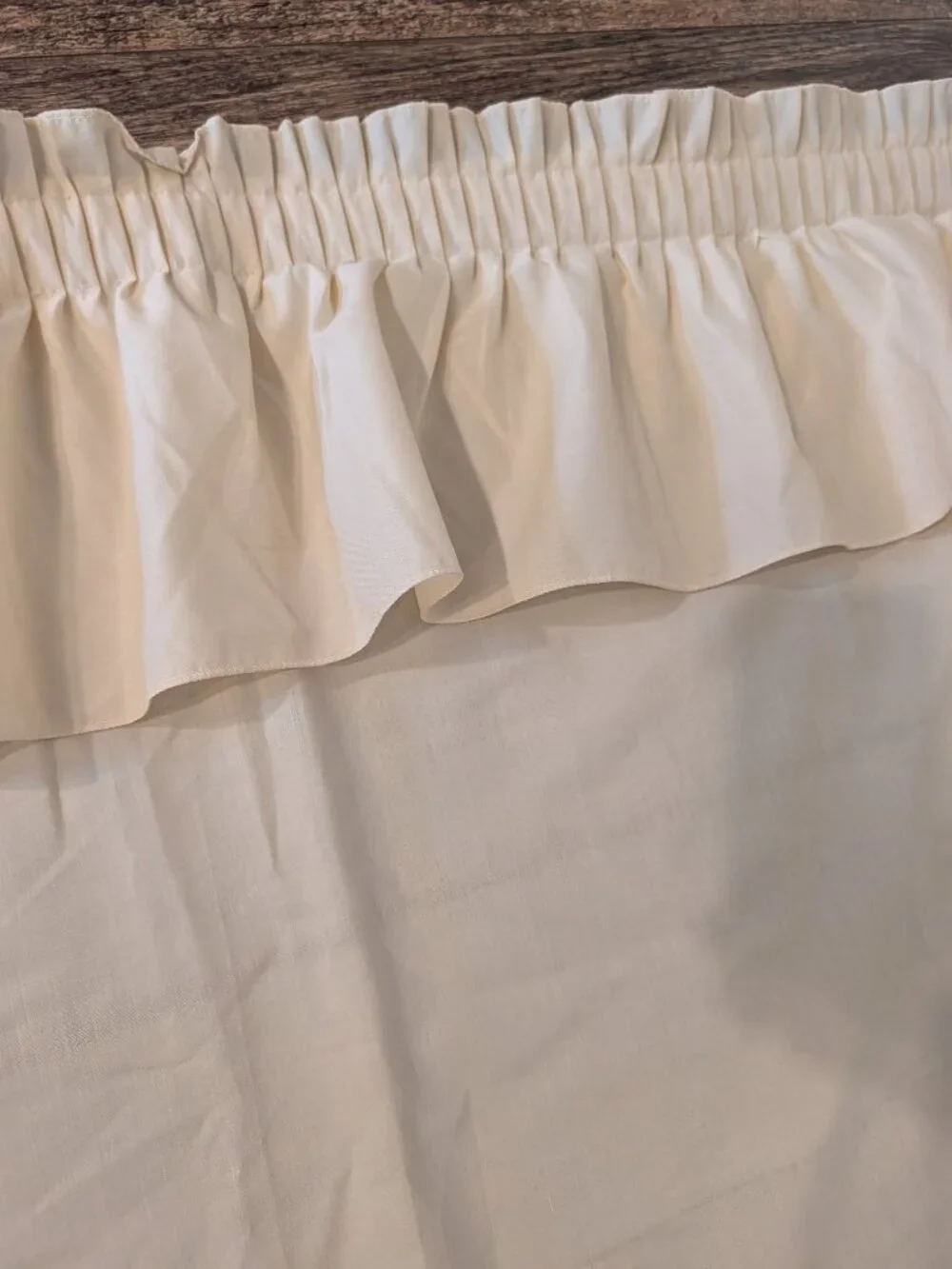 VTG Set of 6 Sears Ruffled Cream Curtains Panels w/ Tie Backs 64X48 3 Windows